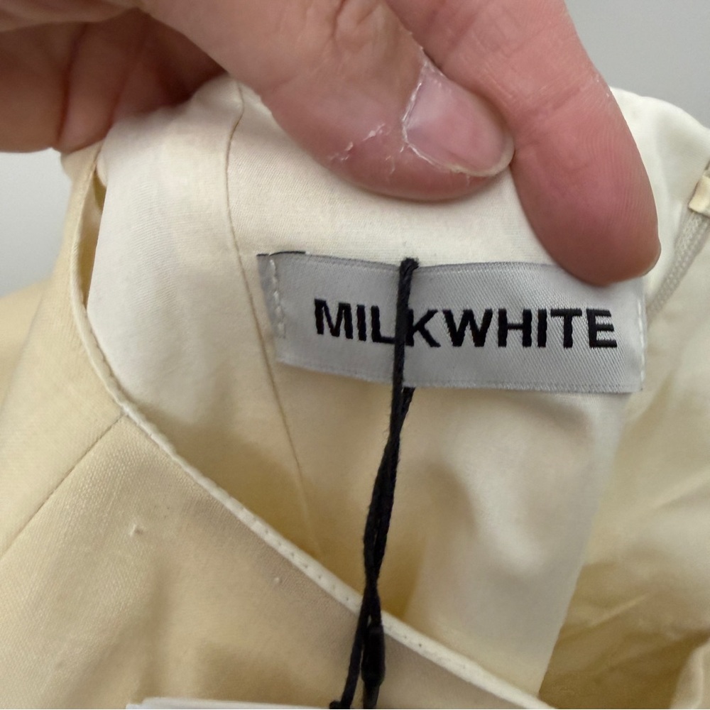 Milkwhite Mini Dress With Bows in Yellow size medium new with tags - Picture 7 of 8
